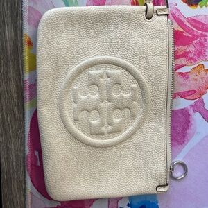 Tory Burch Ivory Leather Pouch